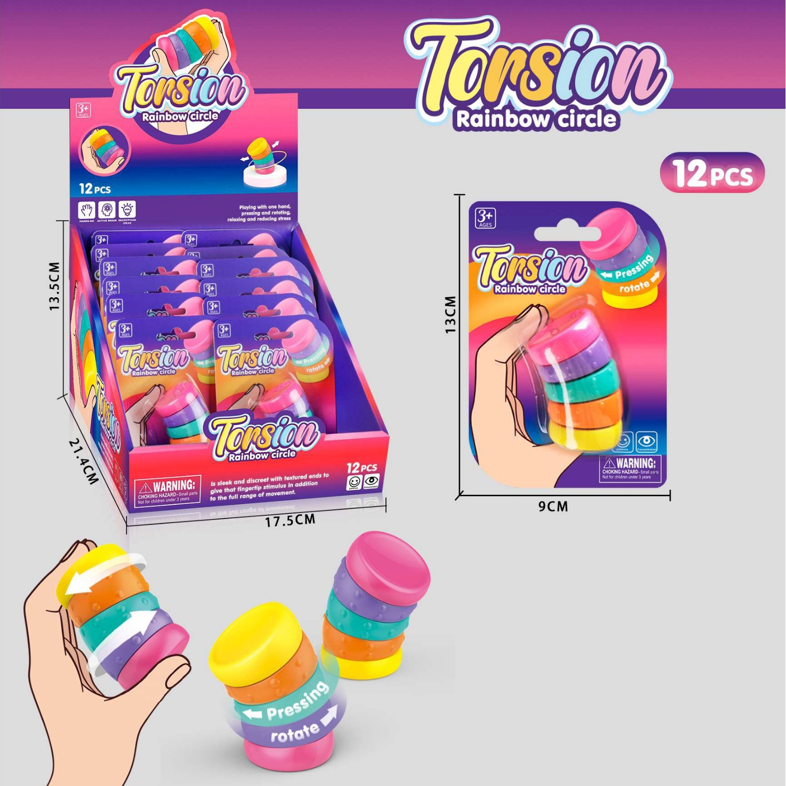 Product image for Twist-and-Spin Finger Spinner(24PCS/BOX), reference CPS349469