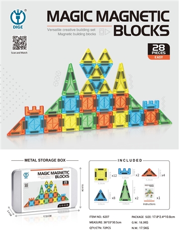 Product image for Mini magnetic building blocks 28pcs, reference CPS350145