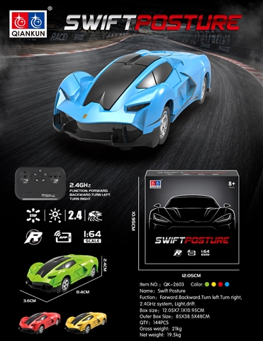 Product image for 1/64 4WD Drift Simulation Race Car with Lights, 2.4G,..., reference CPS352404