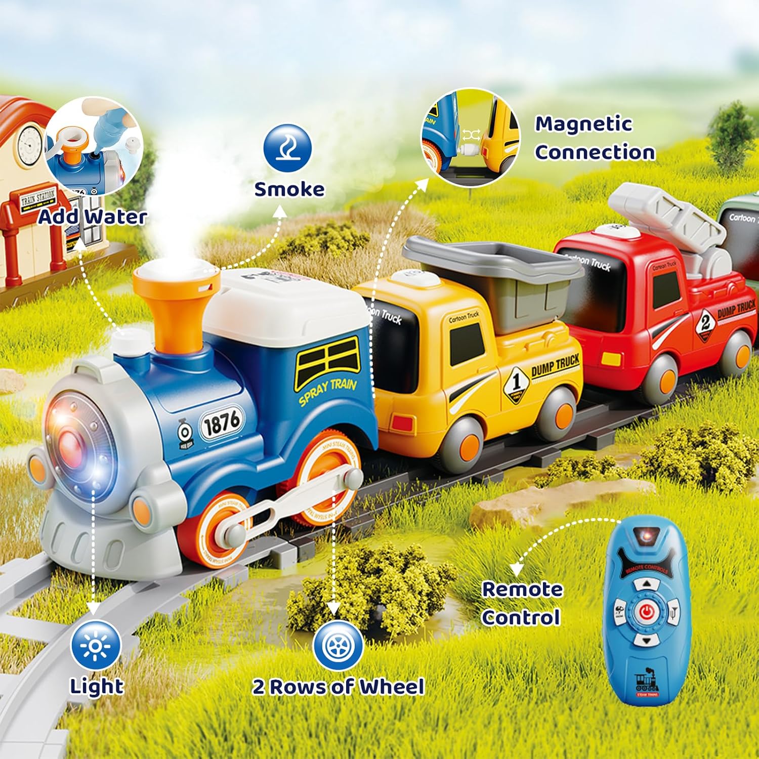 Product image for Remote control cartoon train (atomized smoke/light..., reference LMT333843