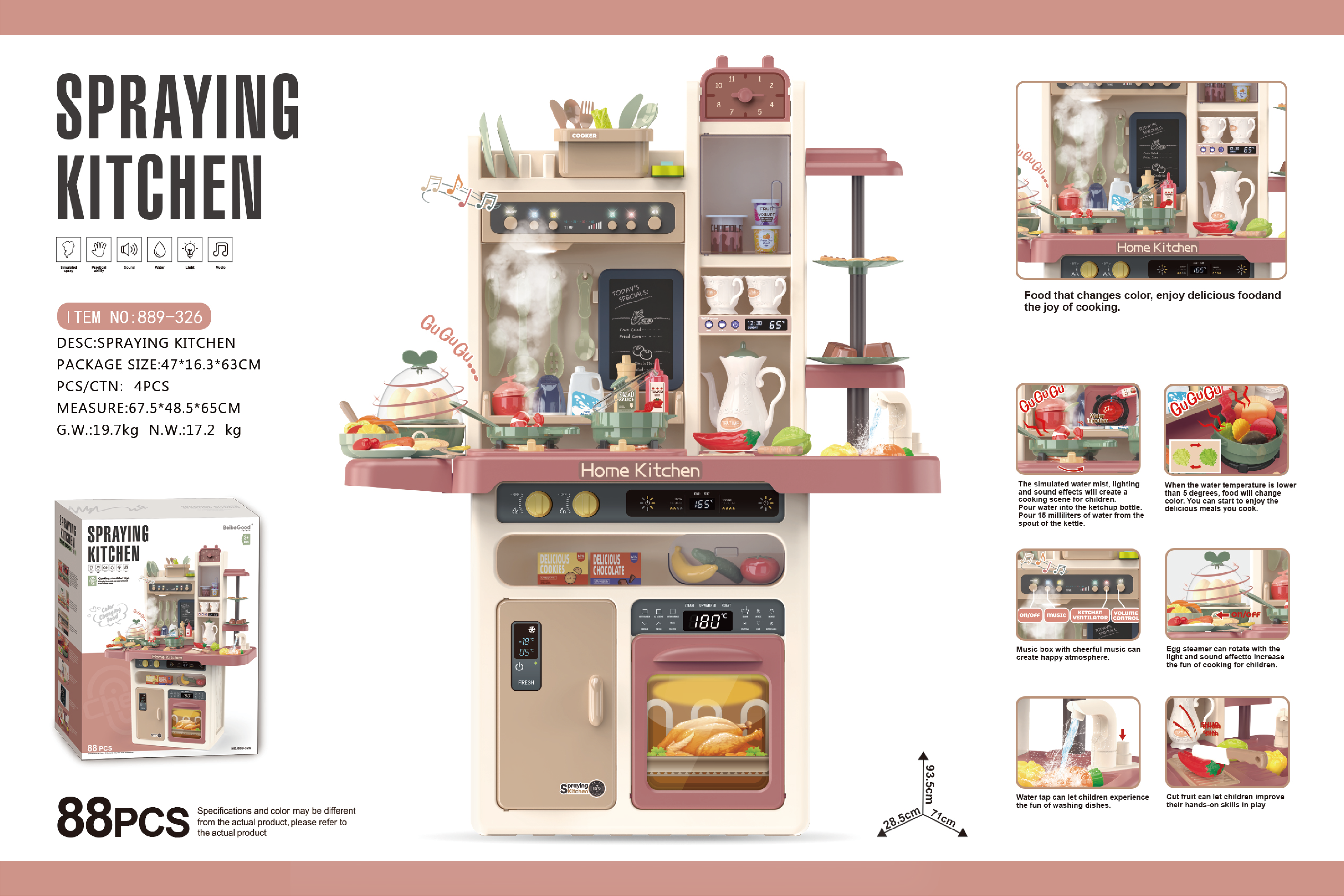 Product image for 93.5cm Spray Kitchen (Premium Version) with Spray, Egg..., reference LMT349408