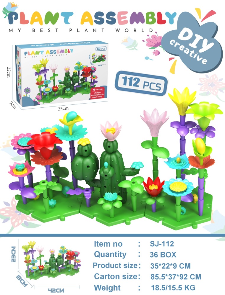 Product image for DIY Educational Building Blocks Flower Set, 112 Pieces..., reference LMT350119