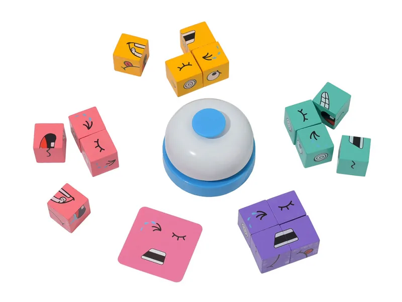 Wooden Face Changing Expression Puzzle Cube Matching Game