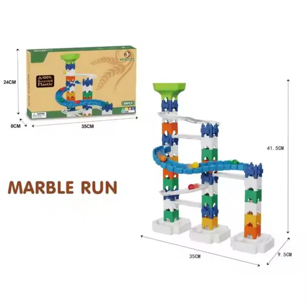 58-Piece Building Block Marble Run Set