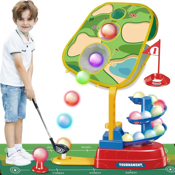 Kids Golf Club Set with 20pcs Light-up Balls and Toss Game