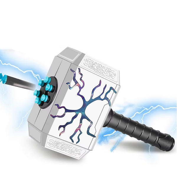 Dart-Blasting Hammer Toy Gun with Light-up