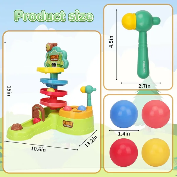 Baby Toddler Montessori Hammer Pound Ball Toy with Scoring Game