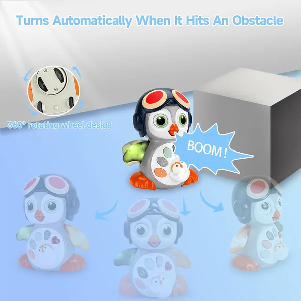 Infant Tummy Time Crawling Musical Penguin with Music & Light