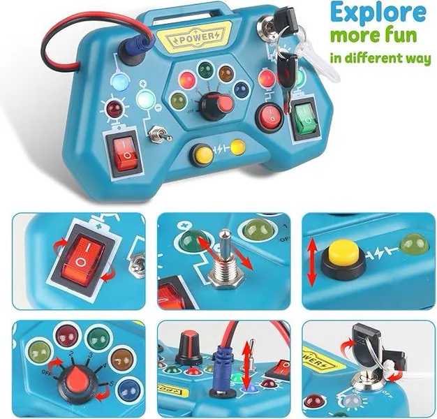 Montessori-Inspired LED Lights Busy Board Analog Circuit Switch Socket