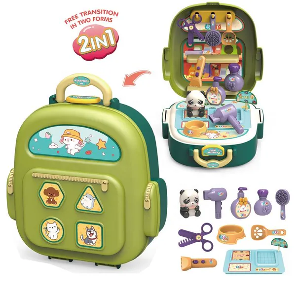 2 in 1 Kitchen Food Set Pretend Play Clay Tools Backpack Toy