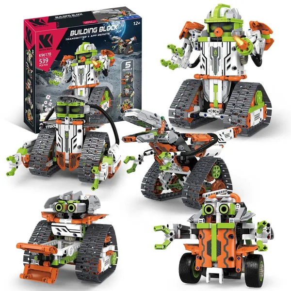 Dinosaur and Robot 5-in-1 Building Set with Remote and App Control