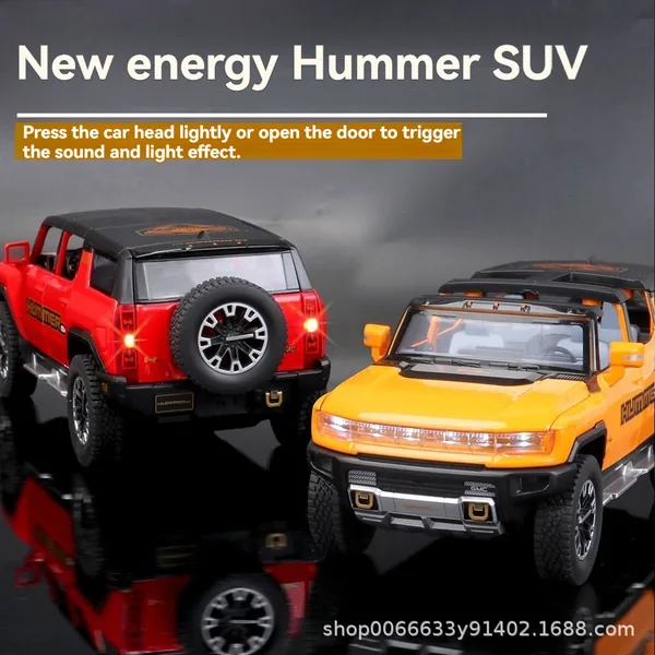 1/24 Diecast HUMMER SUV Pull Back Toy Car with Sound Lighting