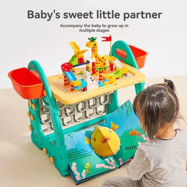 4 In1 163PCS Building Blocks Set with Kids Draw Table