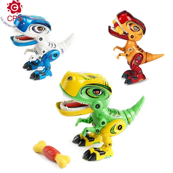 Upgrade Light-up Metal Dinosaur Figure with Press Sensing Sound